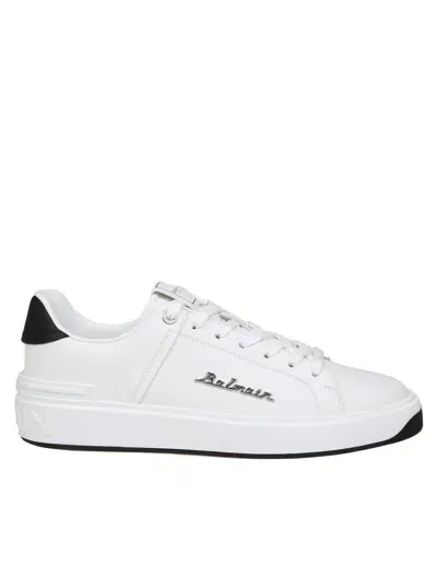 Balmain B-court Sneakers In Black And White Leather