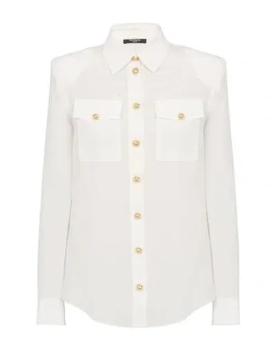 Balmain Cf1hs050sd42 Woman Shirt Off White Size 8 Silk