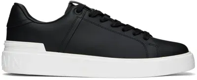 Balmain Black & White B-court Leather Sneakers In Eab Noir/blanc