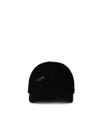 Balmain Black Cotton Blend Cap