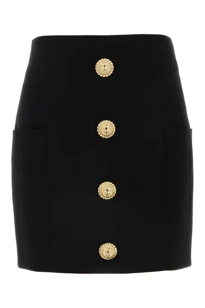 Balmain Black Crepe Mini Skirt