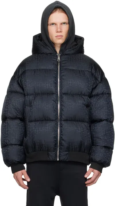 Balmain Monogram Down Jacket In Nero