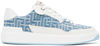 Balmain Denim B-court Flip Sneakers In Blue