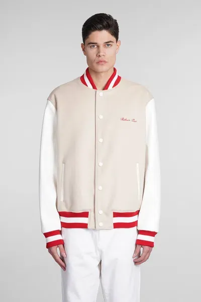 Balmain Bomber In Beige Wool In Multi-coloured