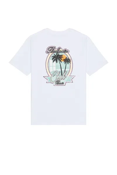 Balmain Club Back Print T-shirt In White