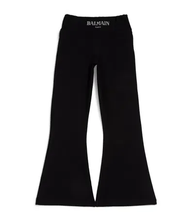 Balmain Kids' Cotton Flared Leggings In Black