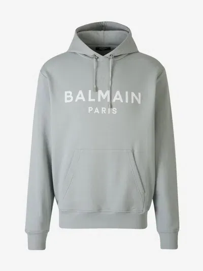 Balmain Cotton Logo Sweatshirt In White