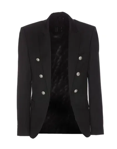 Balmain Double Breasted Jacket In Negro