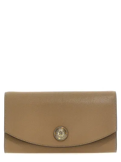 Balmain Emblem Clutch In Beige