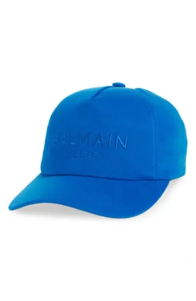 Balmain Embroidered Logo Cotton Twill Baseball Cap In Blue Multi