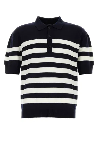 Balmain Embroidered Wool Polo Shirt In Navy Blue