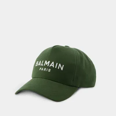 Balmain Embroidery Cap -  - Cotton - Khaki/white