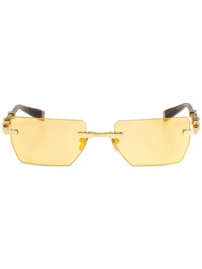 Balmain Eyewear Bps-150g-53 Rectangle-frame Sunglasses In Gold