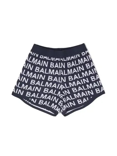 Balmain Kids' Shorts Aus Einem Baumwollgemisch In Blue