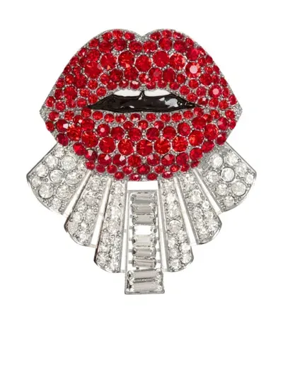 Balmain Kiss Crystal Brooch In Red