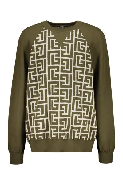 Balmain Knitted Sweatshirt In Green