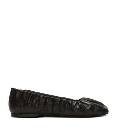 Balmain Lambskin Gathered Eden Ballet Flats In Black