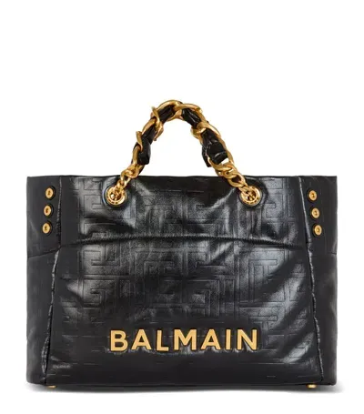 Balmain 1945 Soft Leather Tote Bag In Black