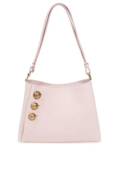 Balmain Logo Button Embellished Embleme Shoulder Bag In Pink