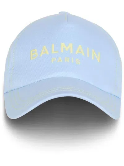 Balmain Logo-embroidered Cotton Cap In Blue