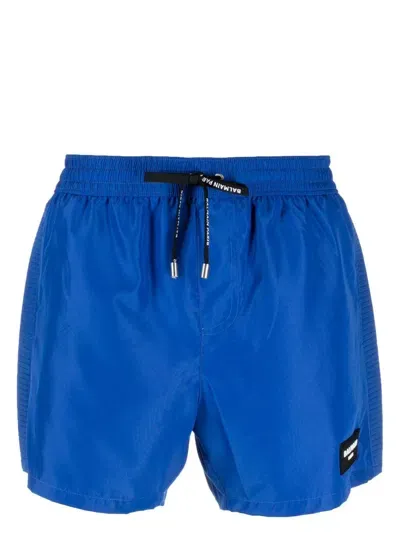 Balmain Logo-patch Track Shorts In Blau