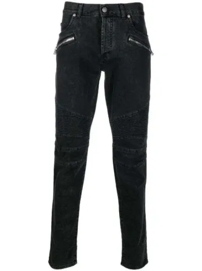 Balmain Low-rise Skinny Denim Jeans In Black