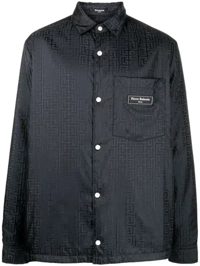 Balmain Monogram-pattern Shirt In Black