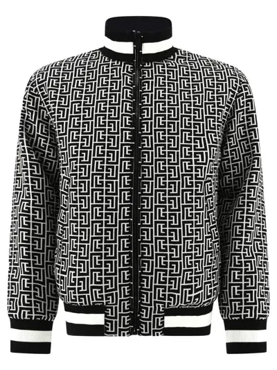 Balmain Monogram Reversible Bomber Jacket In Black