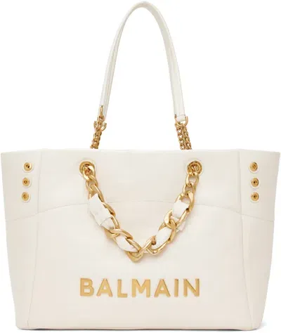 Balmain Off-white 1945 Soft Cabas Tote In 0da Creme