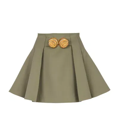 Balmain Pleated Mini Skirt In Green