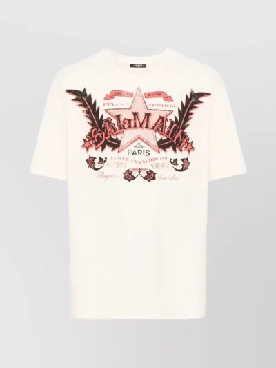 Balmain Western Print T-shirt In Cream