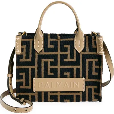 Balmain Small B-army Logo Canvas Shopper Tote In Green