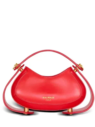 Balmain Small Jolie Madame Leather Tote Bag In Red