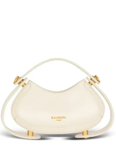 Balmain Small Jolie Madame Leather Tote Bag In Creme