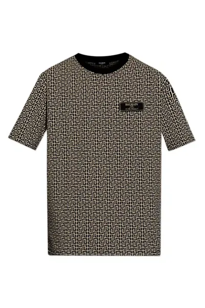 Balmain T-shirt With Logo In Brown