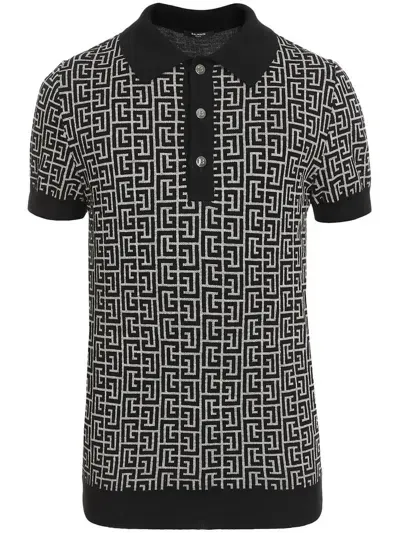 Balmain T-shirts And Polos In Nero E Beige