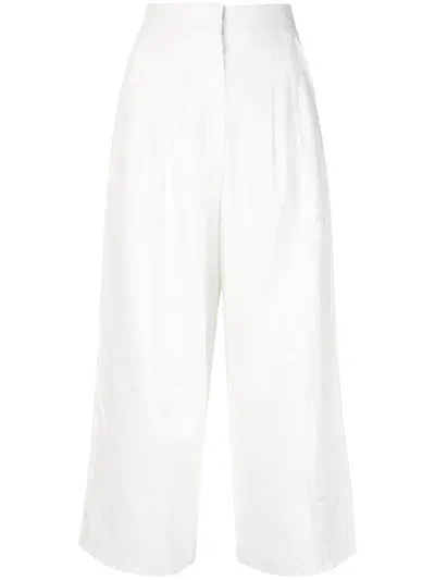 Bambah Cropped Wide-leg Trousers In White