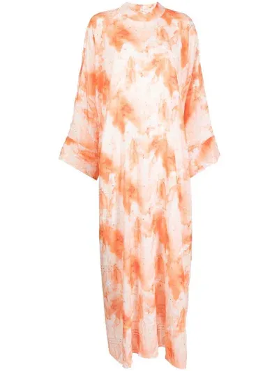 Bambah High Collar Kaftan In Orange