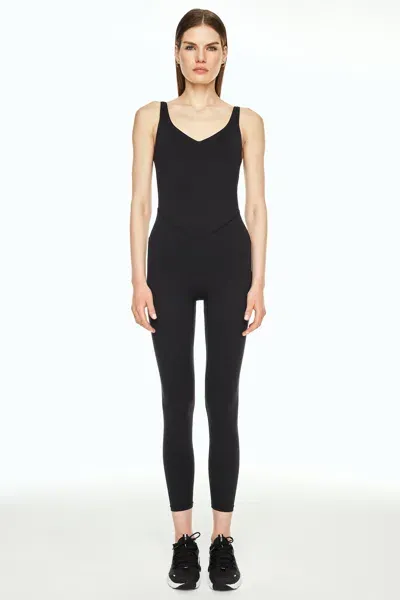 Bandier V-neck Tempo Full Length Catsuit In Black