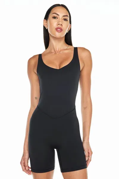 Bandier V-neck Tempo Short Catsuit In Black