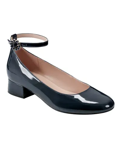 Bandolino Women's Lexy Block Heel Ankle Strap Pumps In Navy Patent