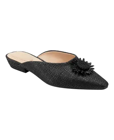 Bandolino Women's Shay Sunflower Detail Flat Dress Mules In Black