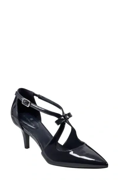 Bandolino Zeffer Kitten Heel Pump In Dark Blue Shiny