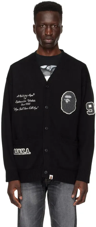 Bape Black Embroidered Cardigan