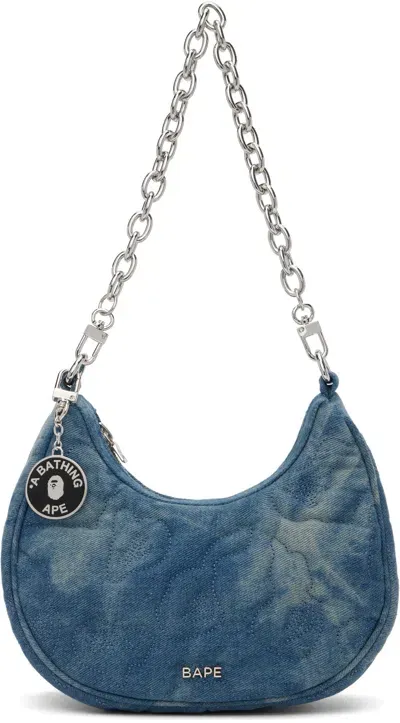 Bape Blue Camo Quilting Denim Moon Shape Bag