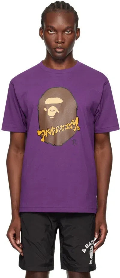 Bape Purple Katakana Ape Head T-shirt