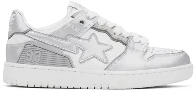 Bape Silver Sk8 Sta #4 Sneakers In White