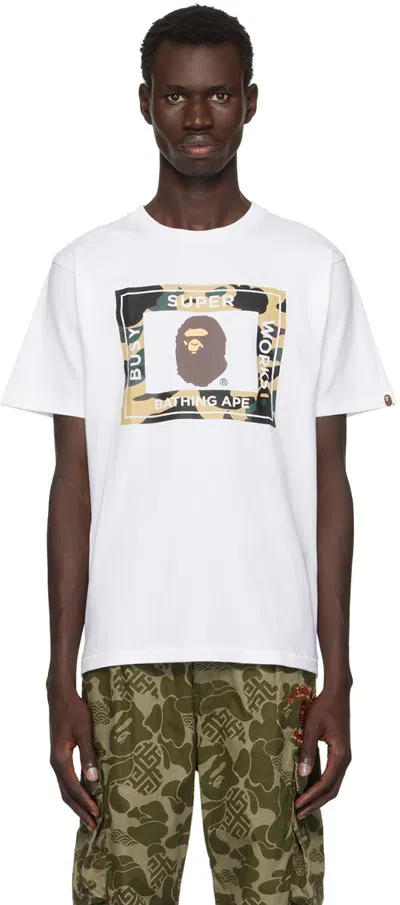 Bape White 1st Camo 'super Busy Works' T-shirt