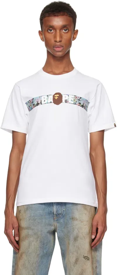 Bape White Floral Camo Tape T-shirt