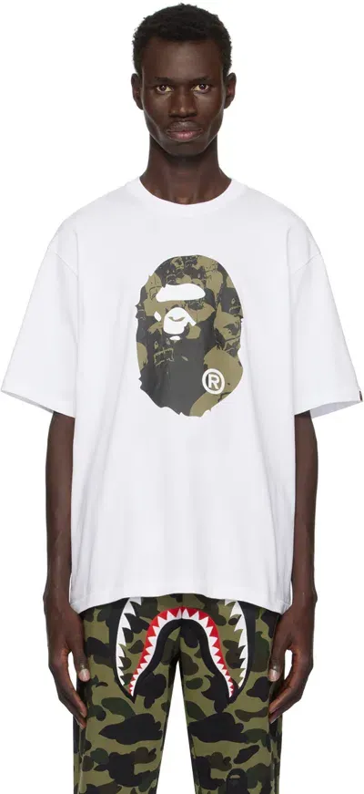 Bape White Seijin Ape Head Relaxed Fit T-shirt